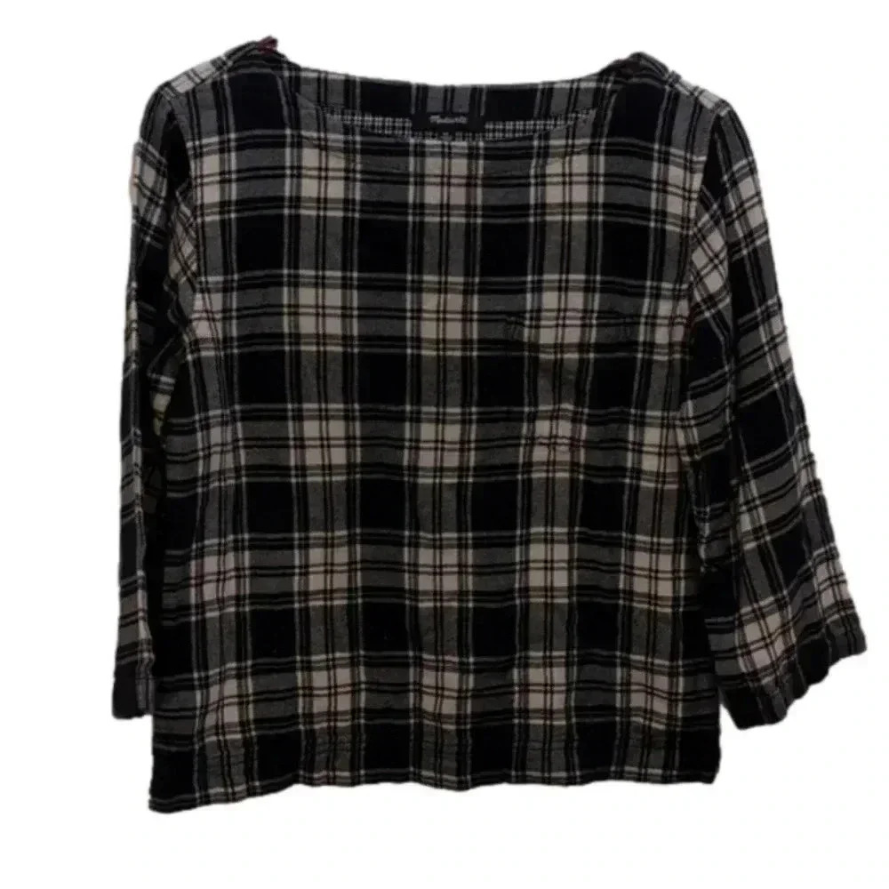 Madewell Women's Navy Plaid Shirt